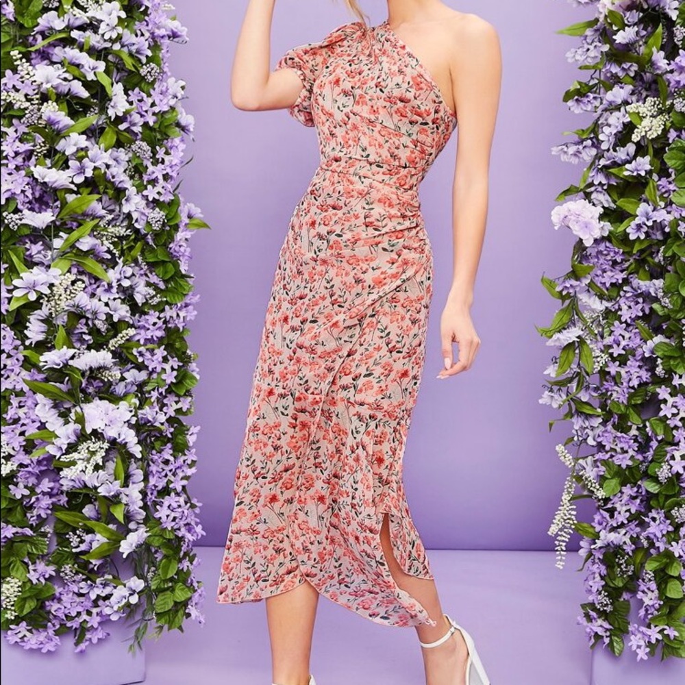 Shein One Shoulder Ruched Ruffle Hem Dress - Picture 5 of 10